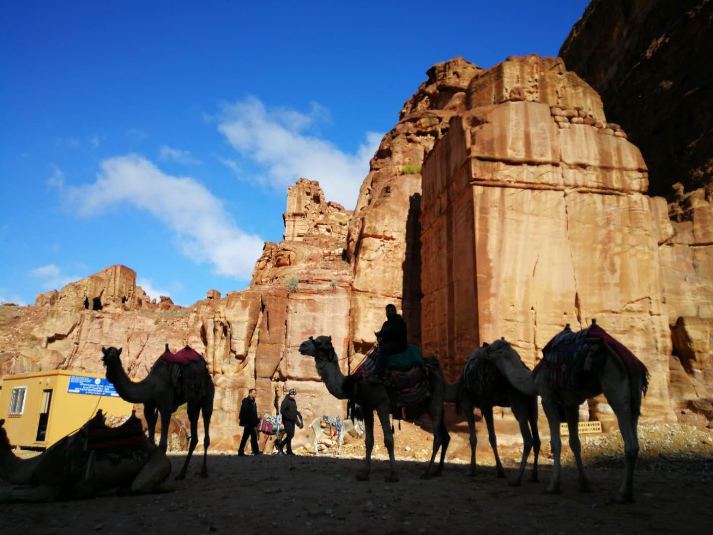 Ancient carvings and stone facades in Petra