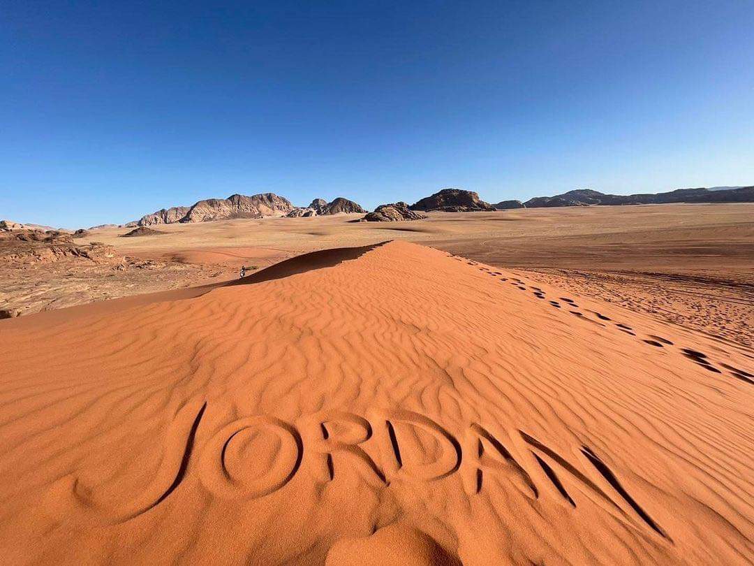 Wadi Rum canyon and sandstone mountains
