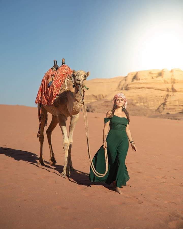 Golden desert sands of Wadi Rum at daylight